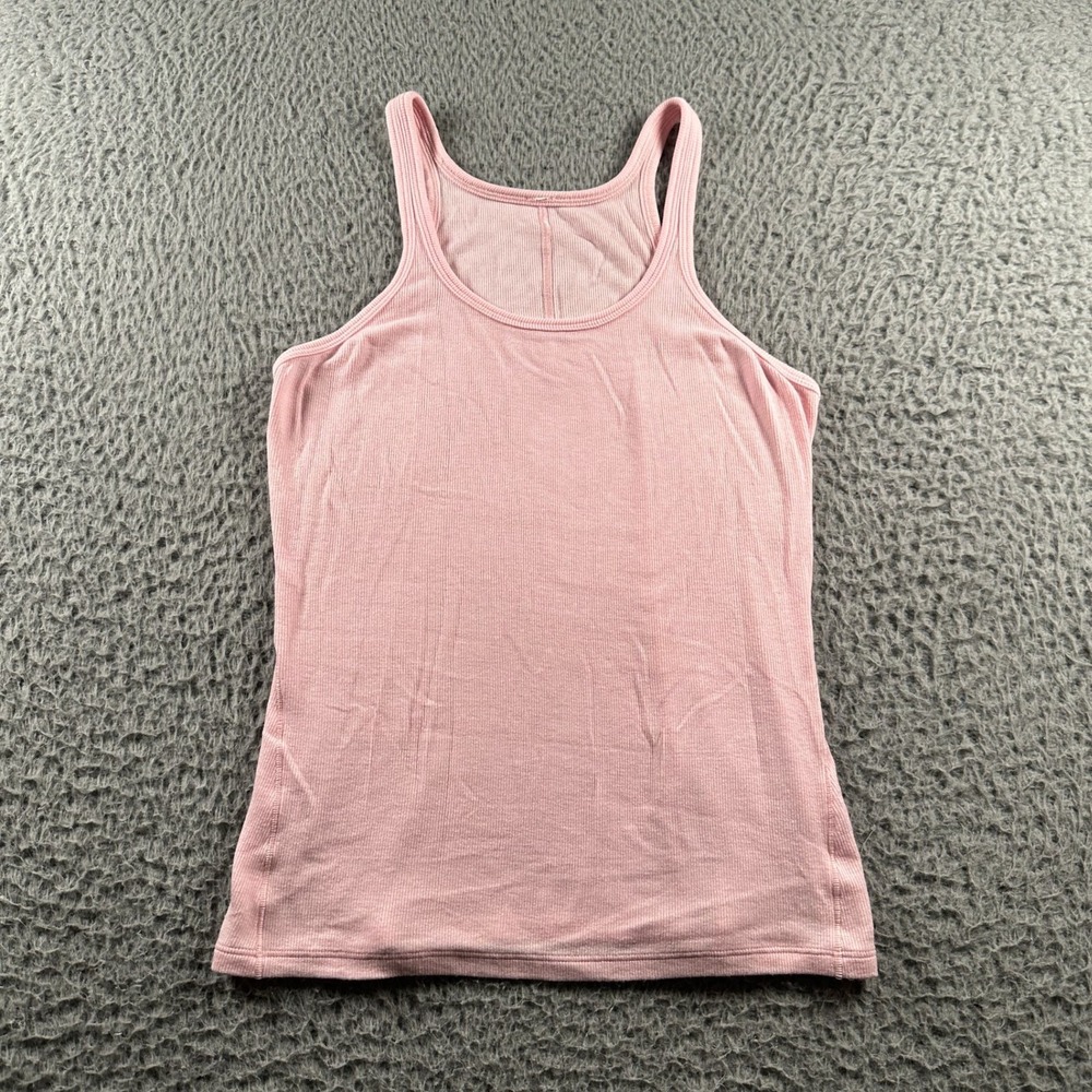 Lululemon Tank Top Womens‎ 4 Ribbed Pink Athletic Logo Tank Lightweight